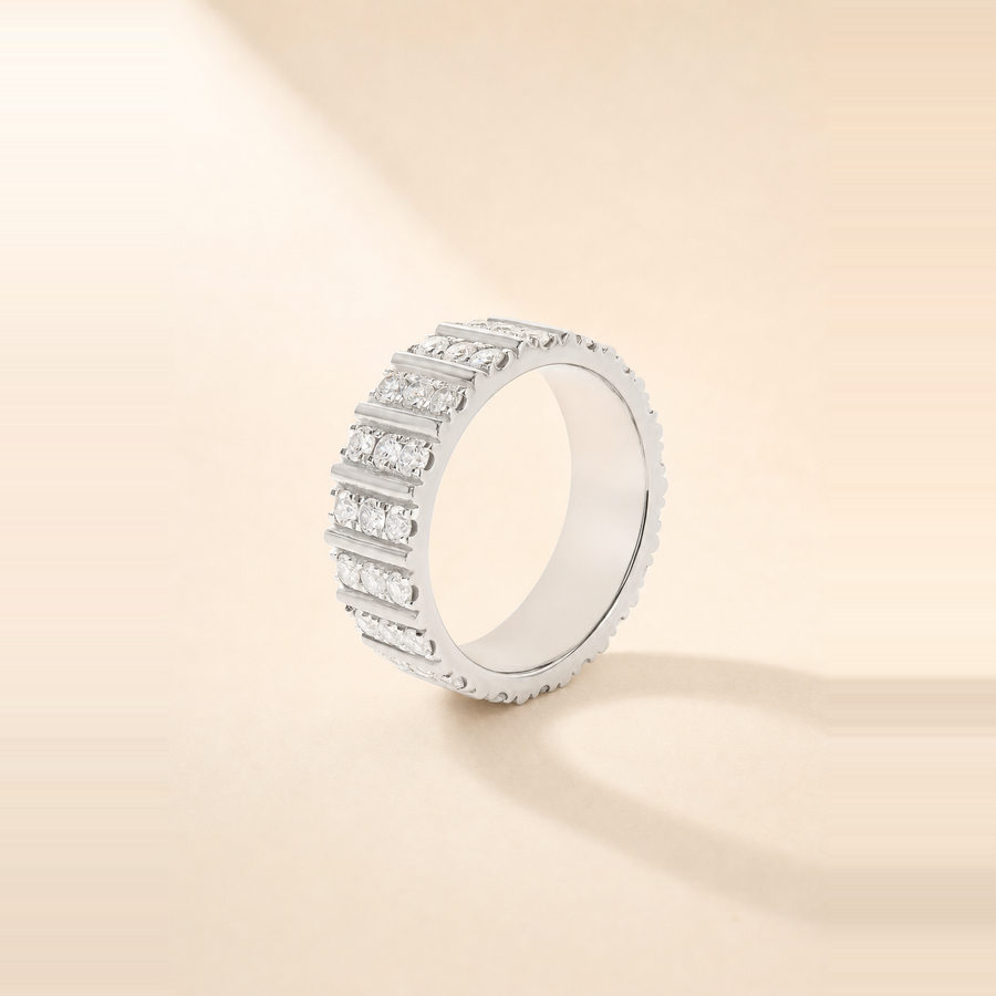Fluted Triple Diamond Eternity Band — view 7