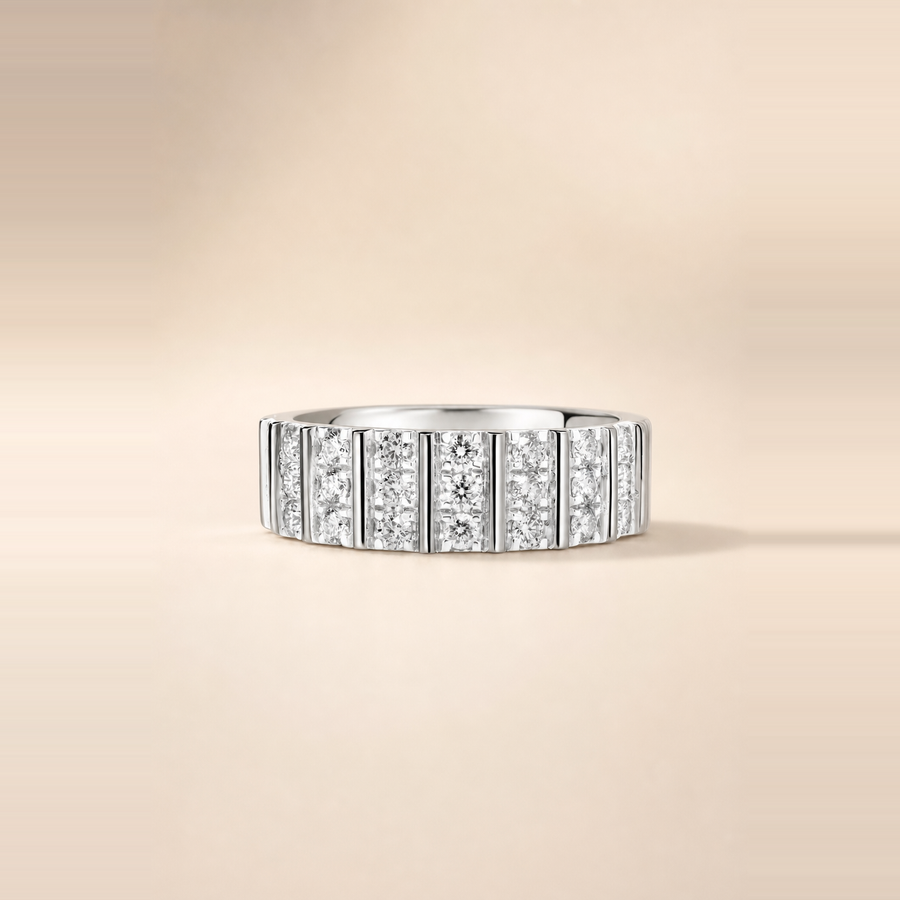 Fluted Triple Diamond Eternity Band — view 8