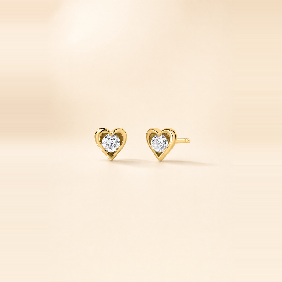 Framed Diamond Heart Studs — view 1
