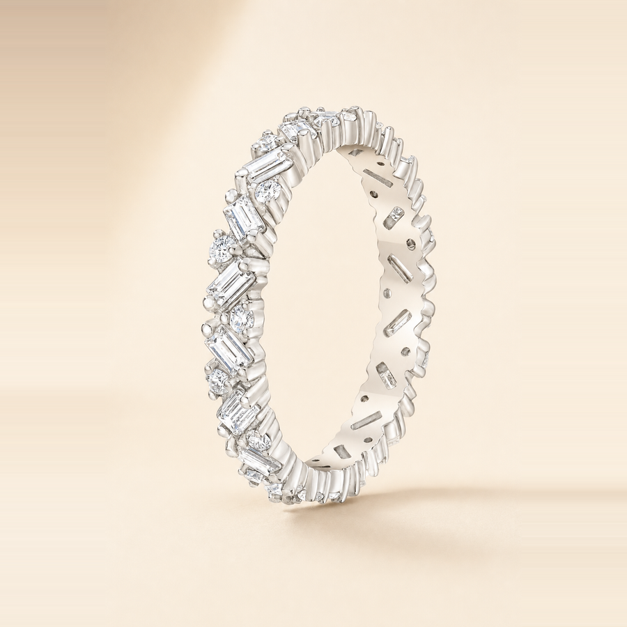 Baguette Cluster Set Diamond Eternity Band — view 3