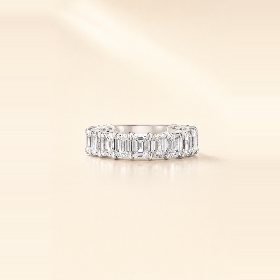 Emerald Shared Prong Diamond Eternity Band — view 7