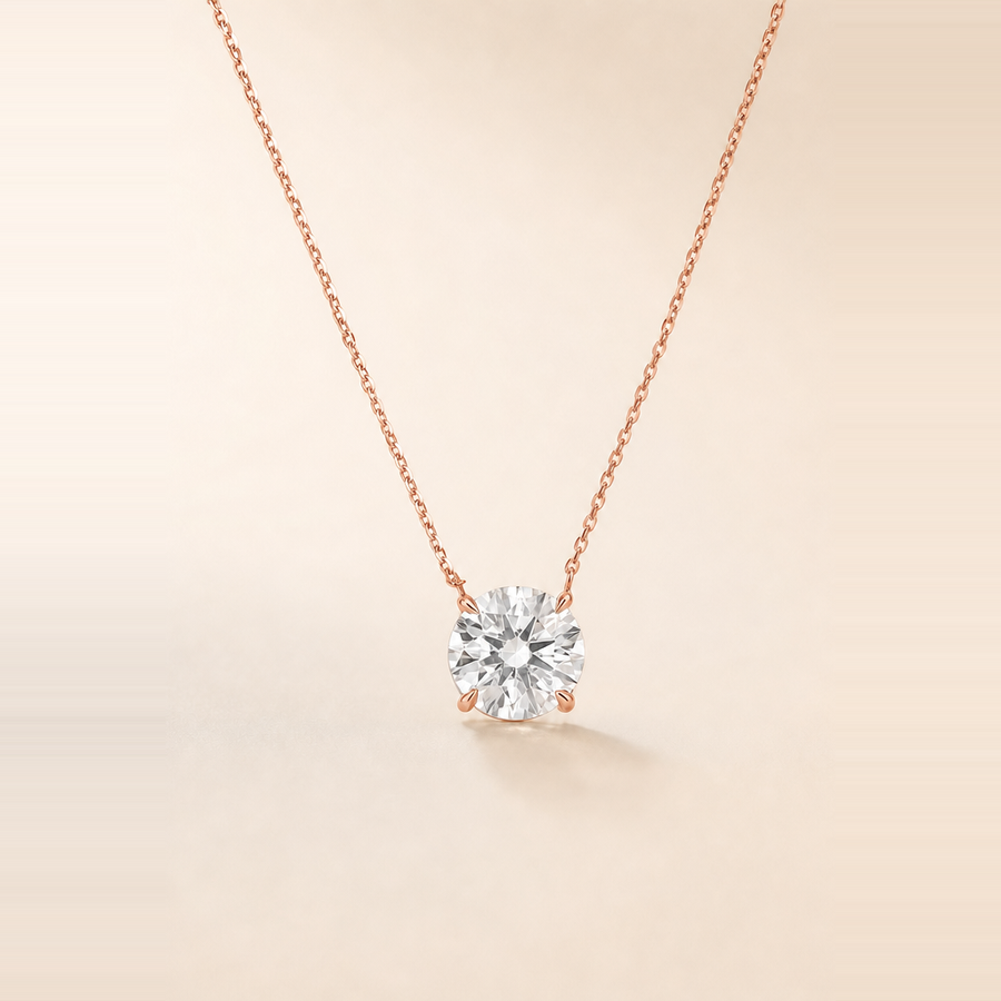 Round Solitaire Necklace — view 3