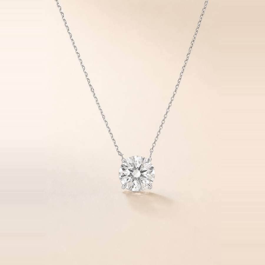 Round Solitaire Necklace — view 2