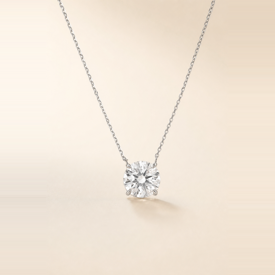 Round Solitaire Necklace — view 1