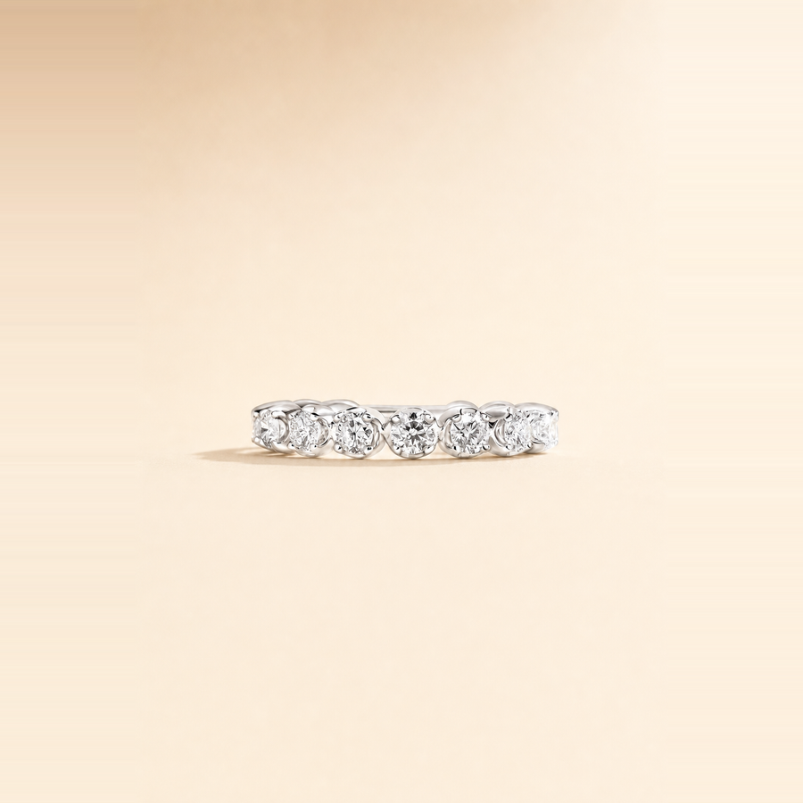 Round Bezel Set Diamond 3/4 Eternity Band — view 3