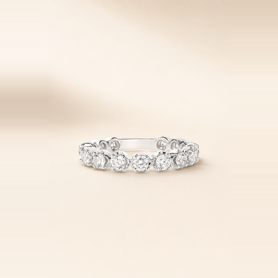Round Bezel Set Diamond 3/4 Eternity Band — view 4