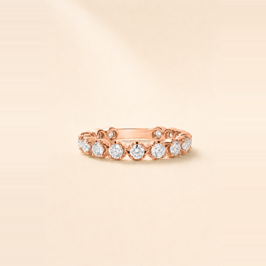 Round Bezel Set Diamond 3/4 Eternity Band — view 6