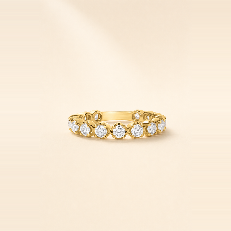Round Bezel Set Diamond 3/4 Eternity Band — view 5