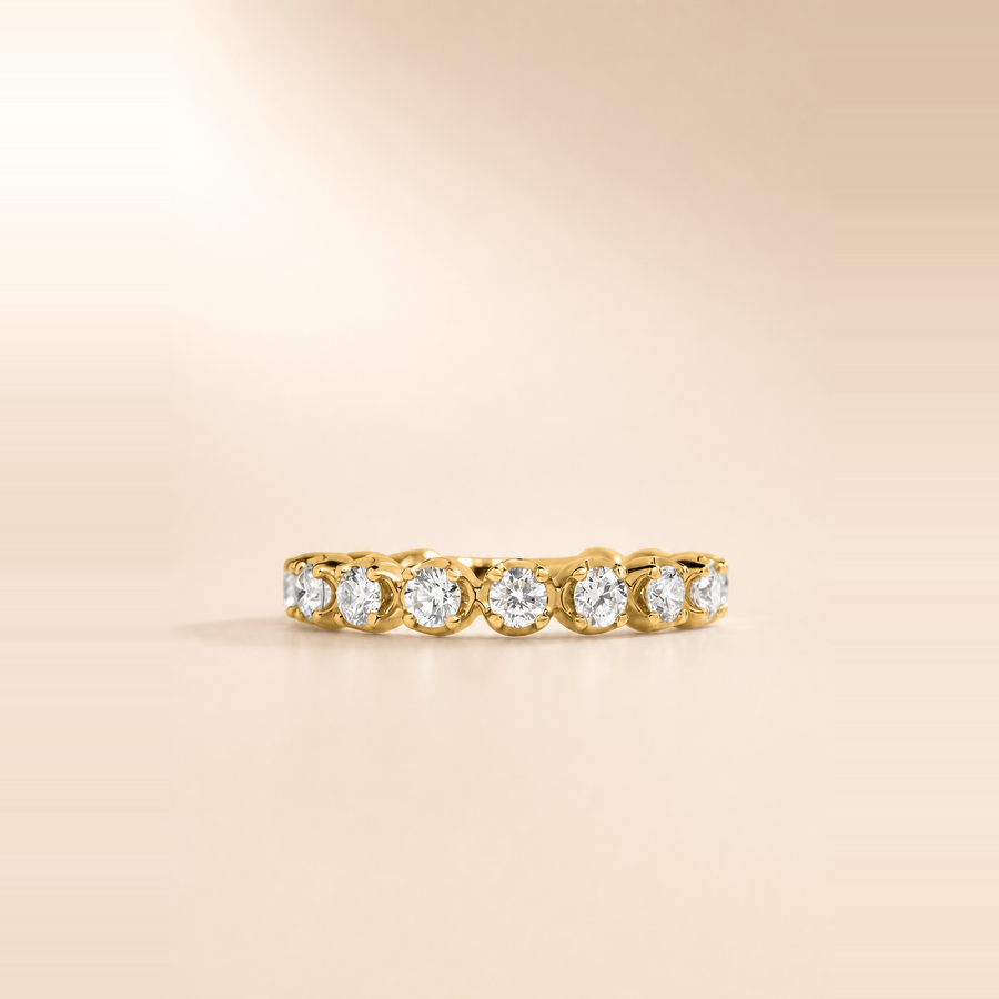 Round Bezel Set Diamond 3/4 Eternity Band — view 1
