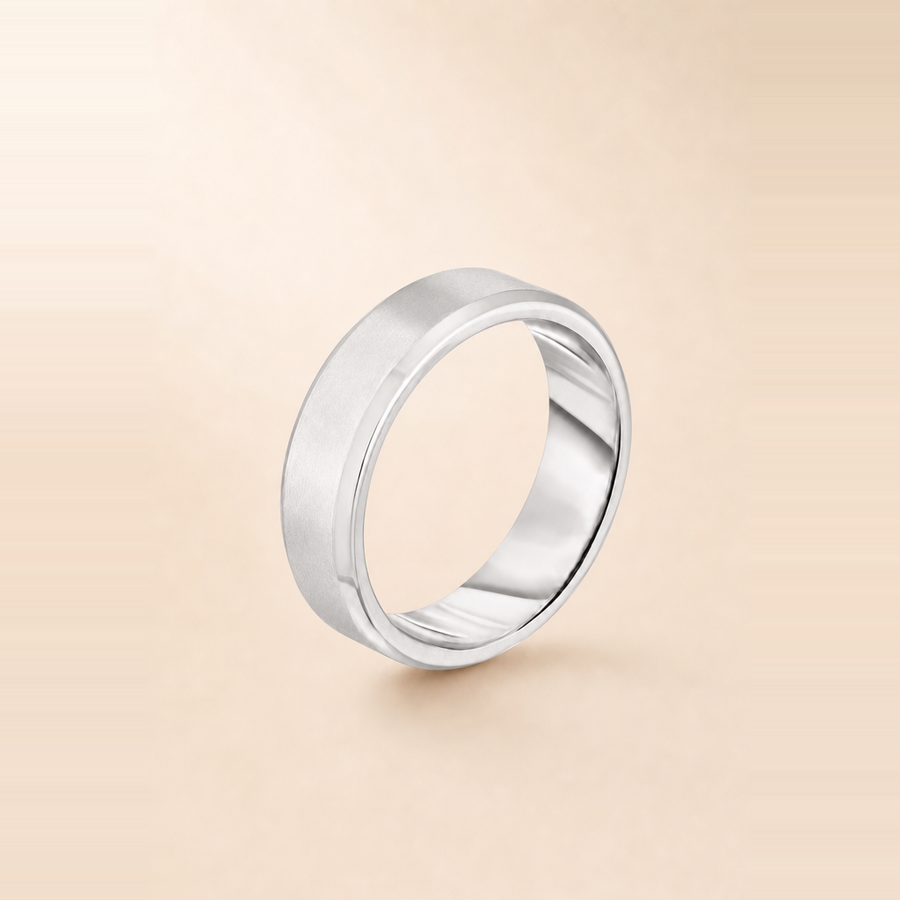 6mm Contrast + Beveled Wedding Band — view 9