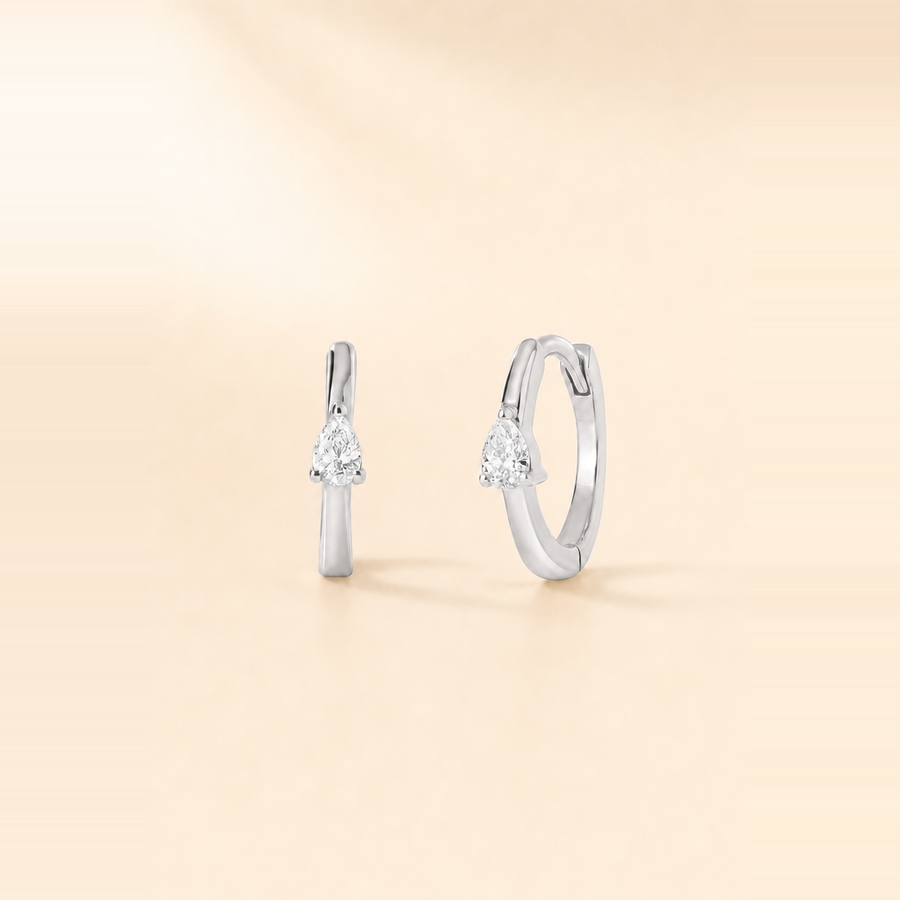 Mini Pear Diamond Huggies — view 5