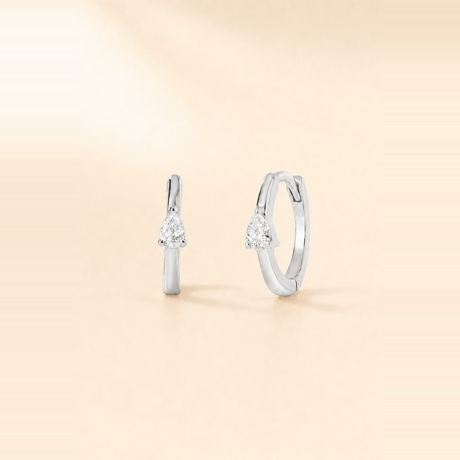 Mini Pear Diamond Huggies — view 2