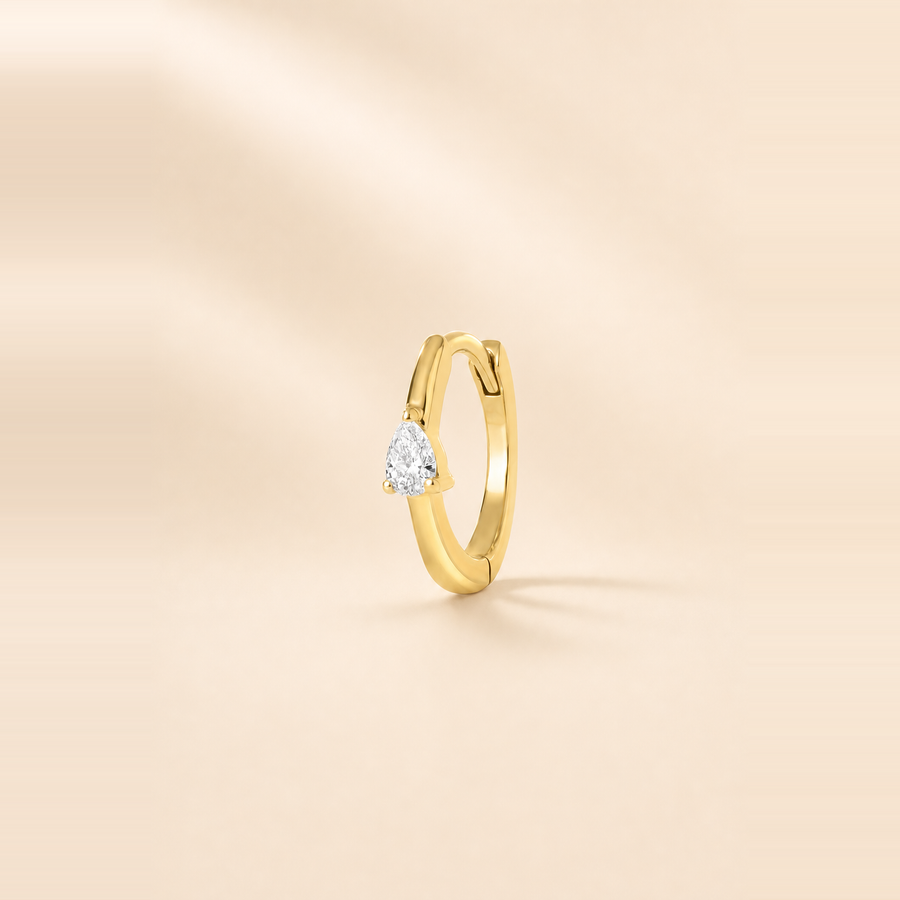 Mini Pear Diamond Huggies — view 3