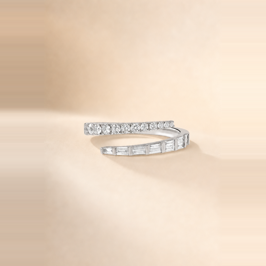Mixed-Cut Round & Baguette Wrap Ring — view 6