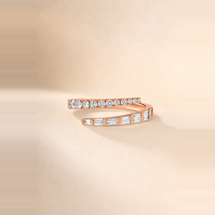 Mixed-Cut Round & Baguette Wrap Ring — view 5