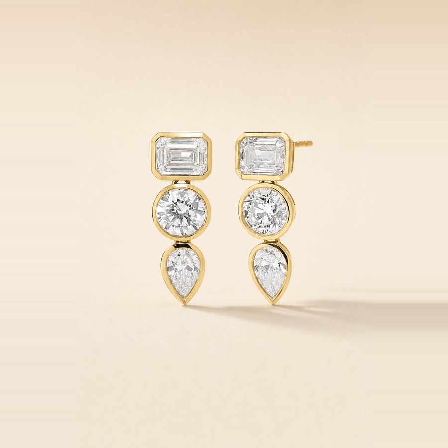 Multi Shape Bezel Set Drop Earrings — view 1