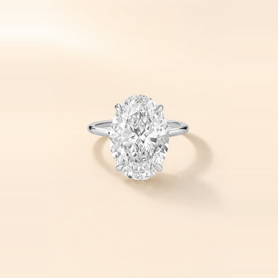 Oval Diamond with Hidden Halo and Extra Thin Band — view 4