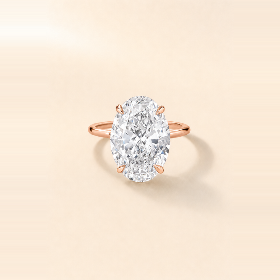 Oval Diamond with Hidden Halo and Extra Thin Band — view 3