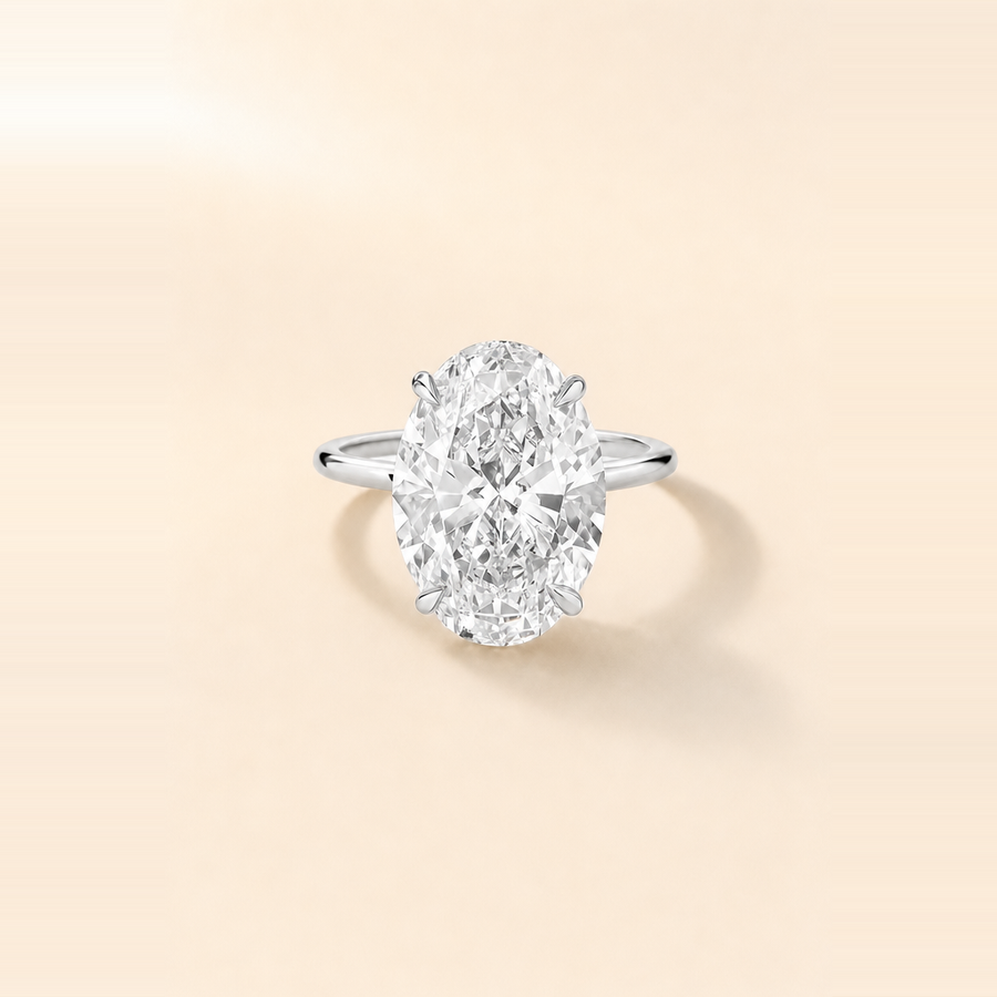 Oval Diamond with Hidden Halo and Extra Thin Band — view 2