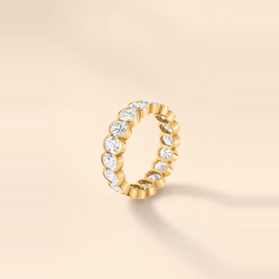 Oval Half-Bezel Diamond Eternity Band — view 3