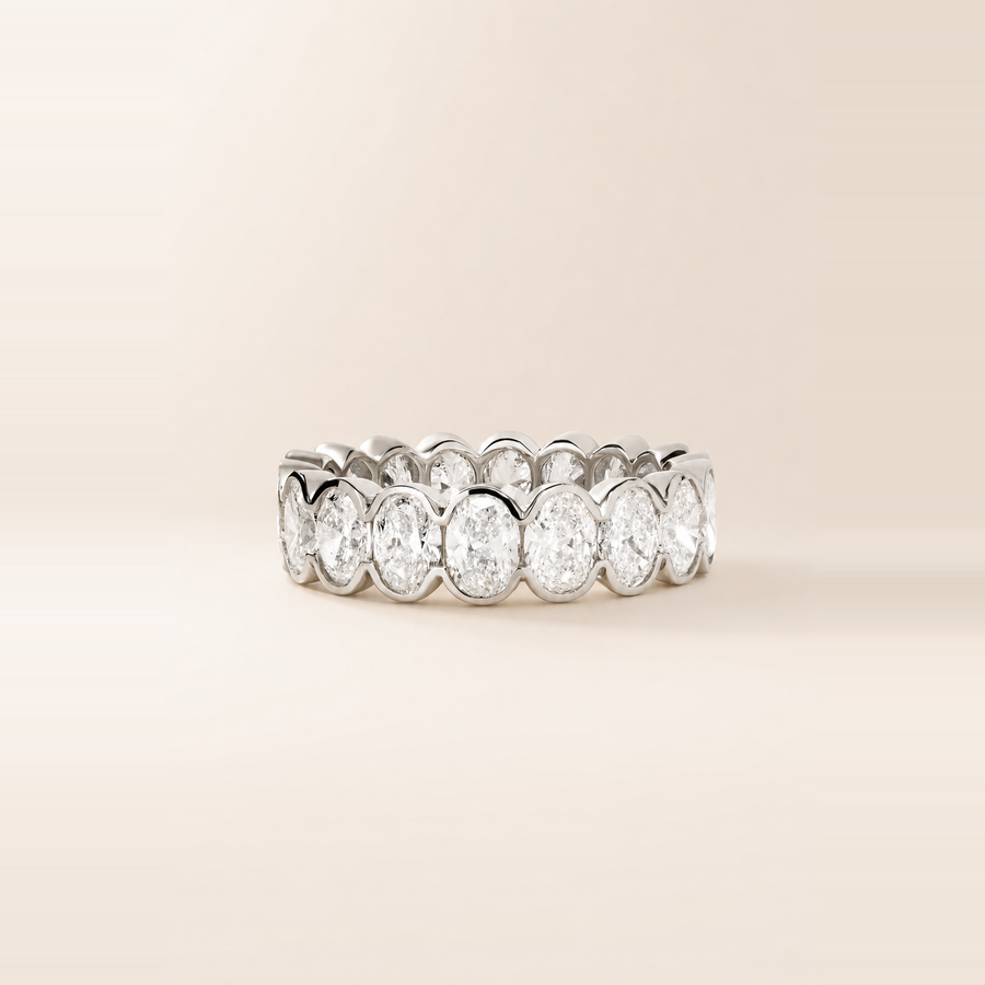 Oval Half-Bezel Diamond Eternity Band — view 2