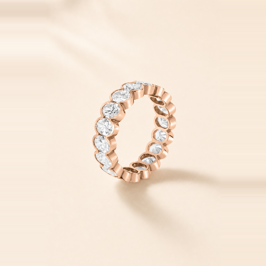 Oval Half-Bezel Diamond Eternity Band — view 6