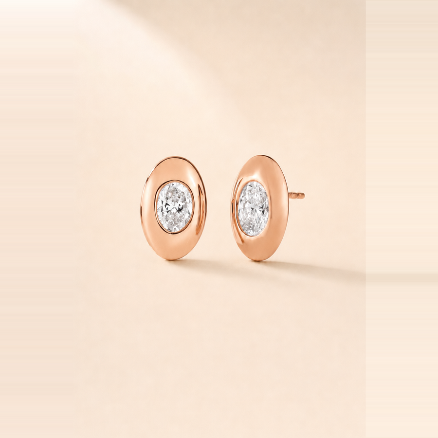 Bezel Diamond Studs — view 3
