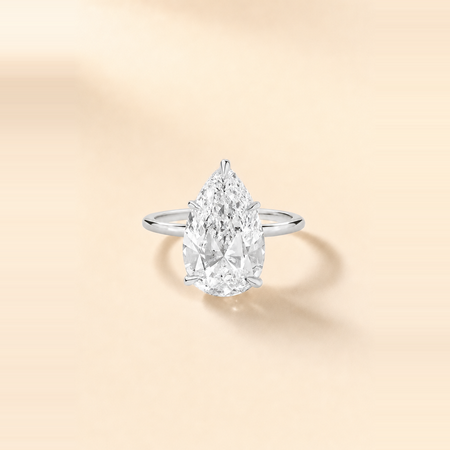 Pear Solitaire with Hidden Halo and Extra-Thin Band — view 2