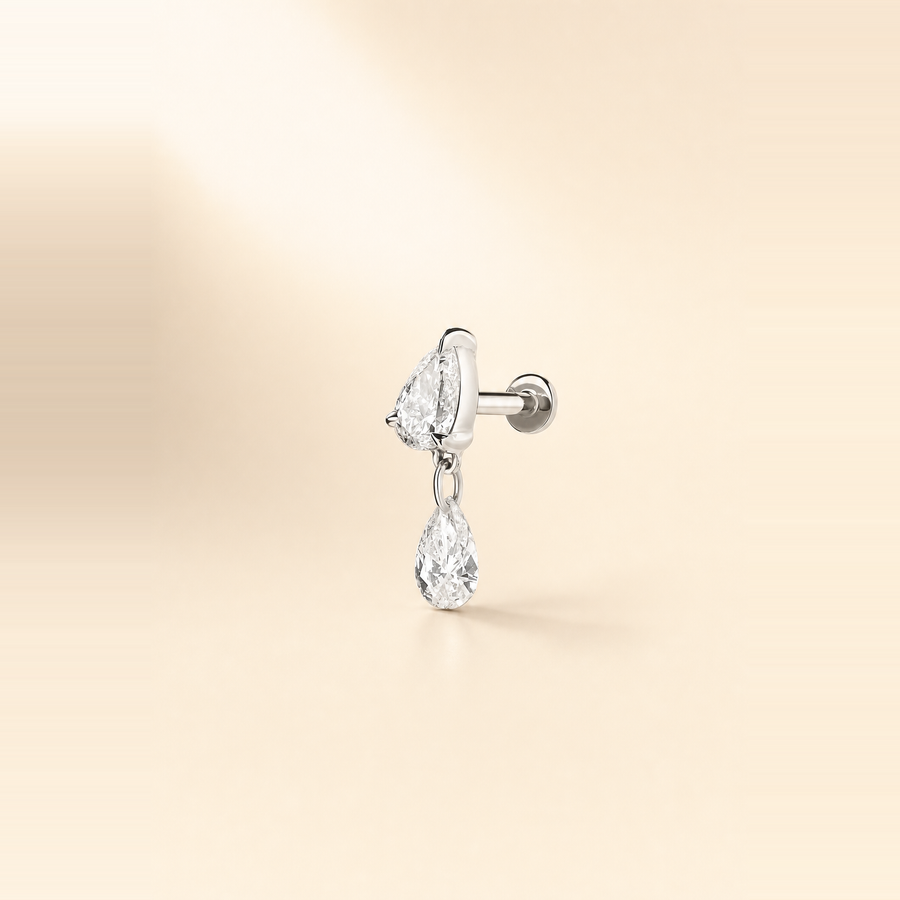 Pear Drop Diamond Flatback Piercing — view 2