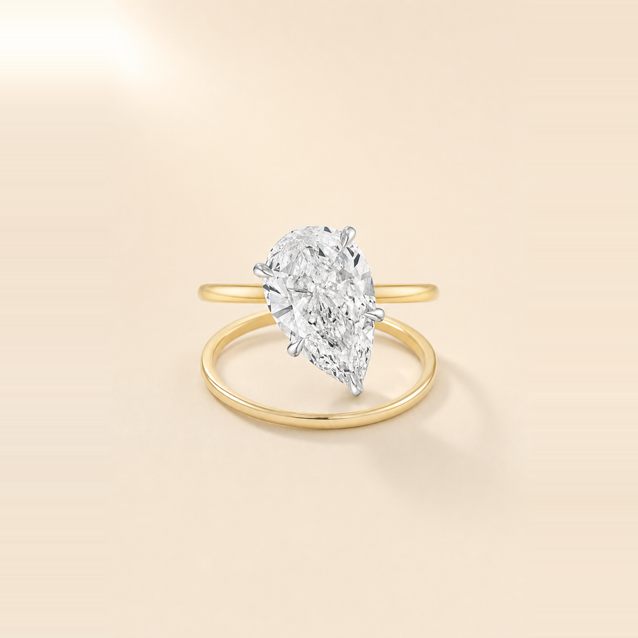 Pear Double Band Diamond with Hidden Halo — view 1