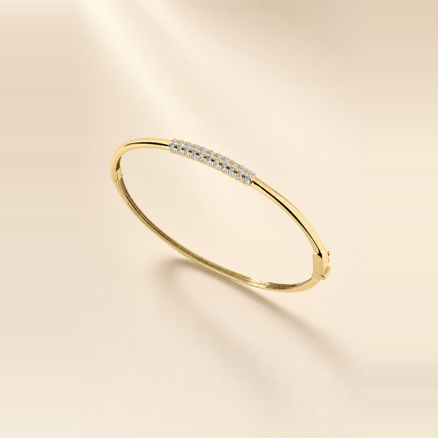 Ribbed Diamond Bar Bangle — view 3