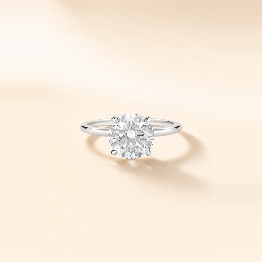 Round Brilliant Diamond Solitaire with Hidden Halo and Extra Thin Band — view 4