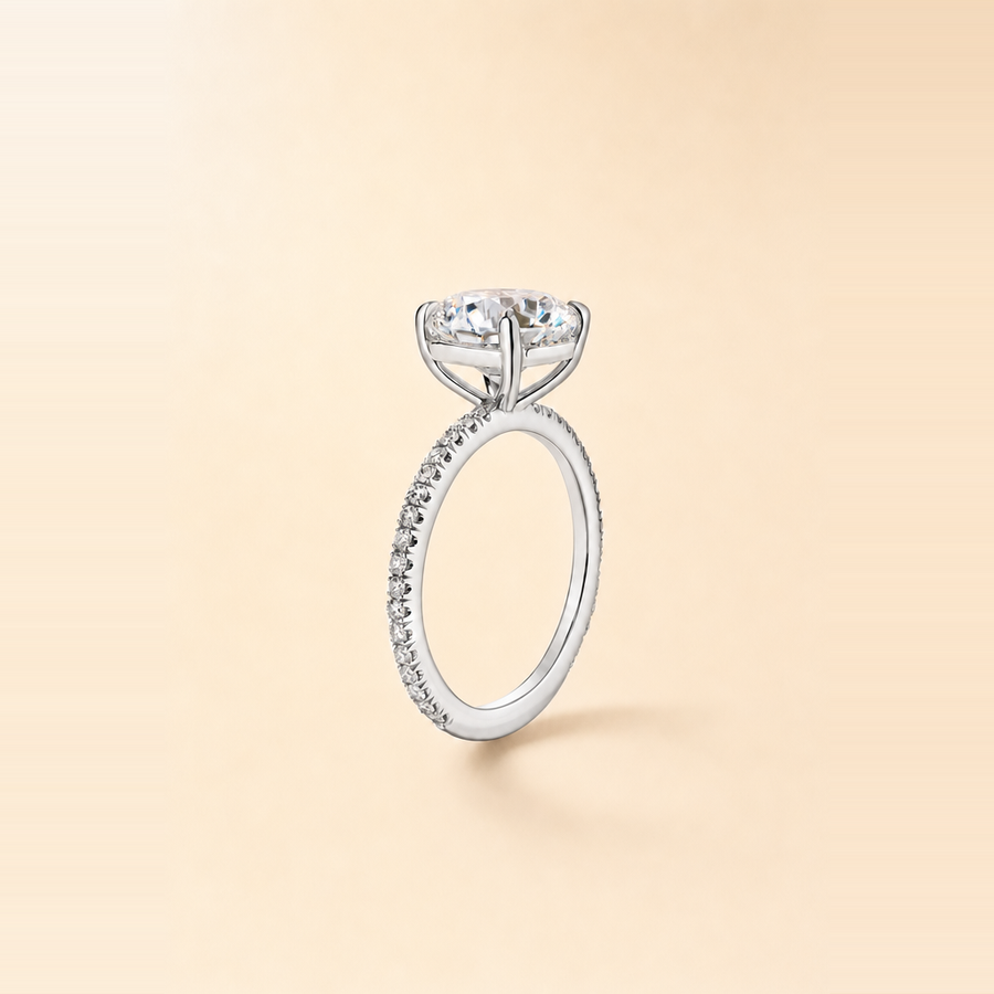 Round Diamond in Thin Pavé Band — view 5