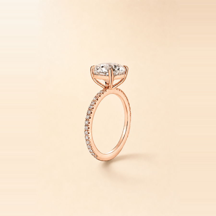 Round Diamond in Thin Pavé Band — view 4