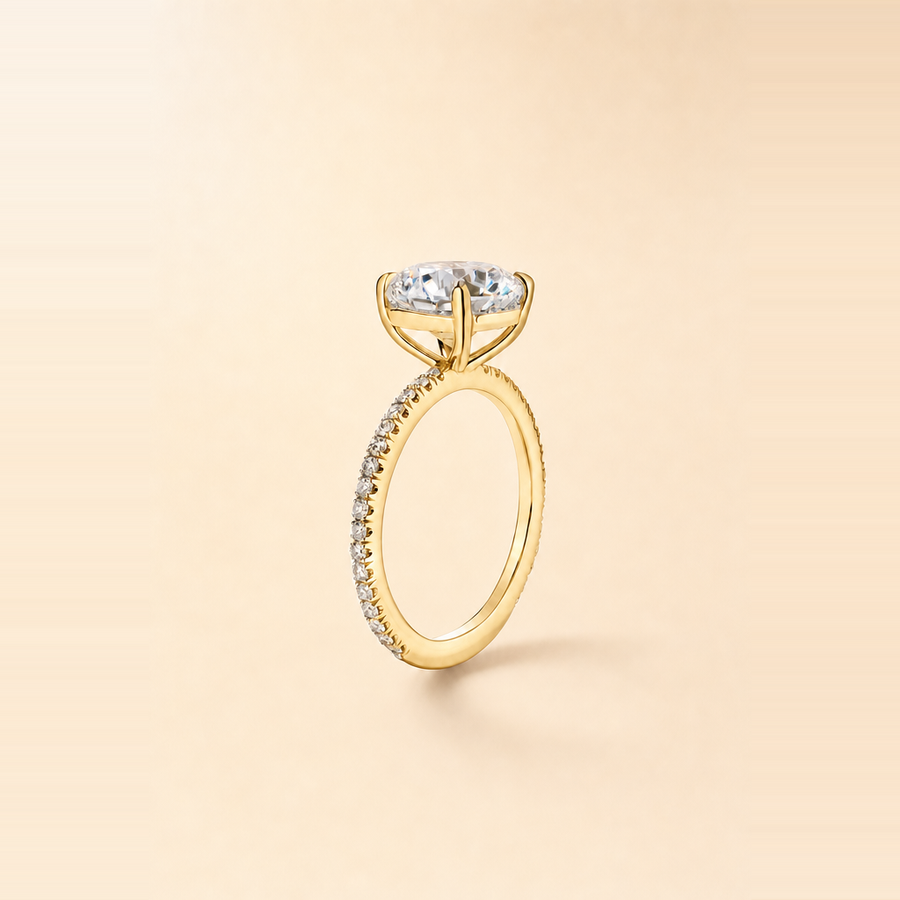 Round Diamond in Thin Pavé Band — view 1
