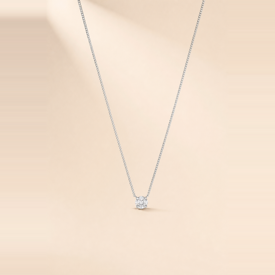 Round Illusion Solitaire Pendant Necklace — view 4