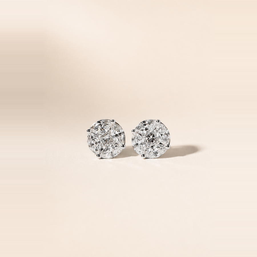 Round Illusion Diamond Studs — view 4