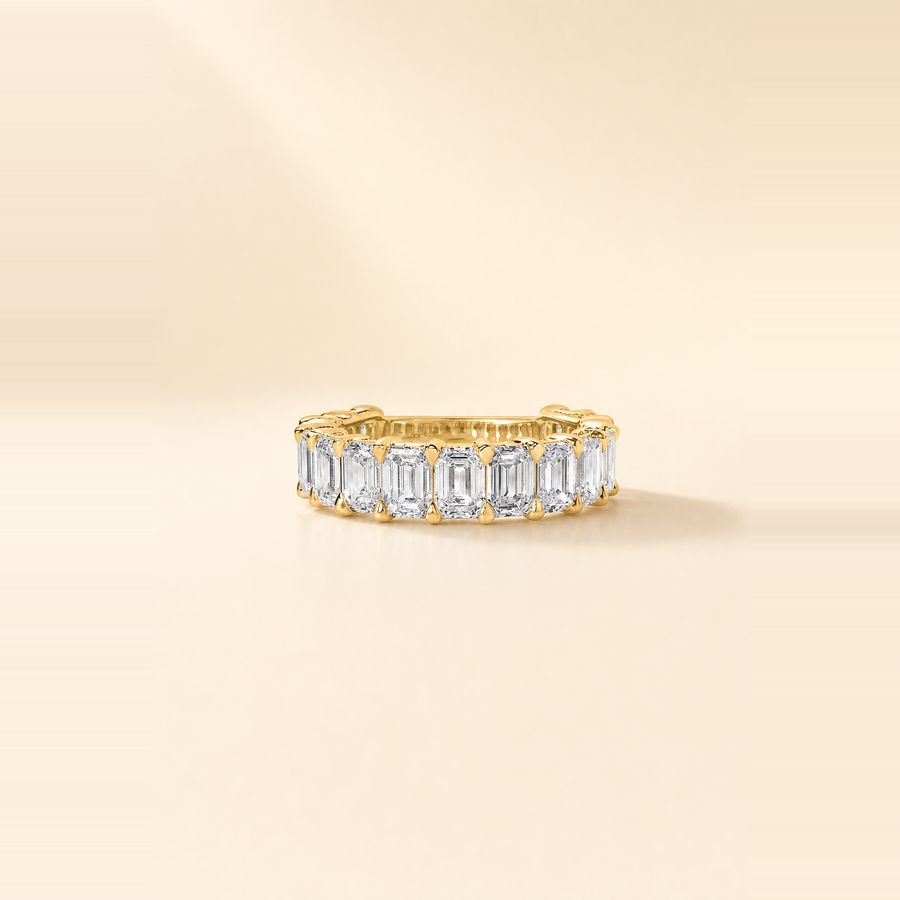 Emerald Shared Prong Diamond Eternity Band — view 1