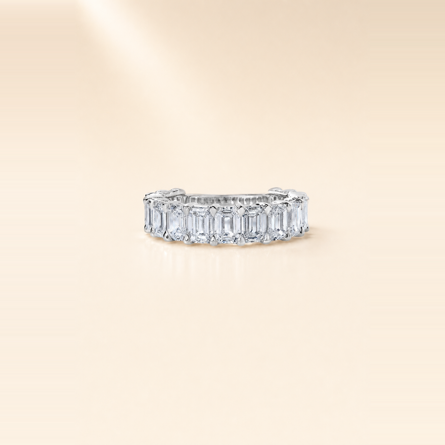 Emerald Shared Prong Diamond Eternity Band — view 10