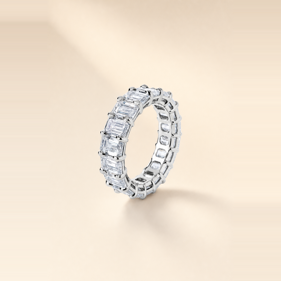 Emerald Shared Prong Diamond Eternity Band — view 9