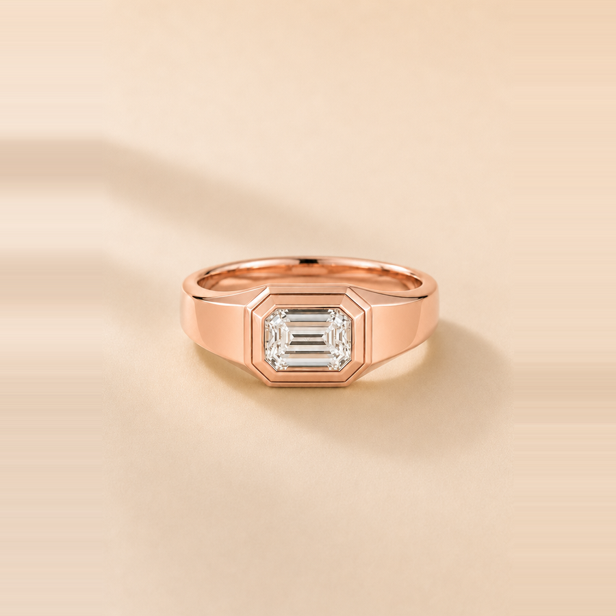 Men's Emerald Bezel Signet Ring &mdash; view 4