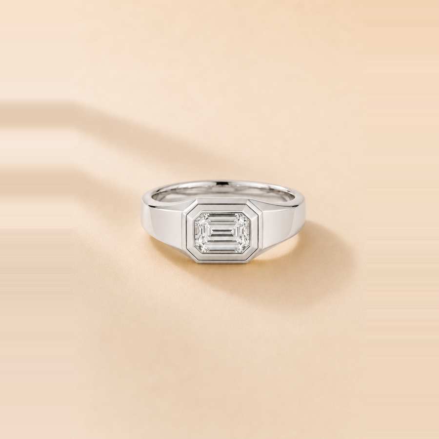 Men's Emerald Bezel Signet Ring &mdash; view 2