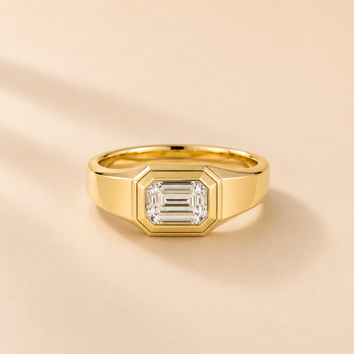 Men's Emerald Bezel Signet Ring