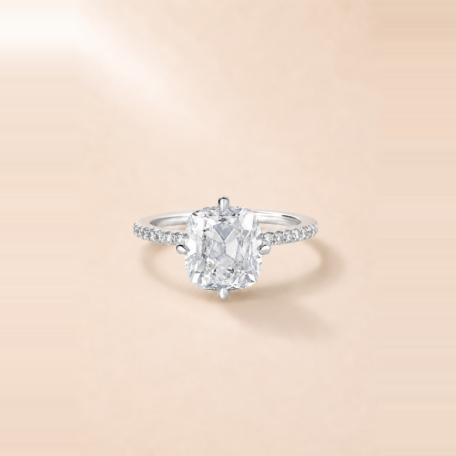 Old Mine Solitaire Diamond with Pavé Accents & Hidden Halo &mdash; view 6