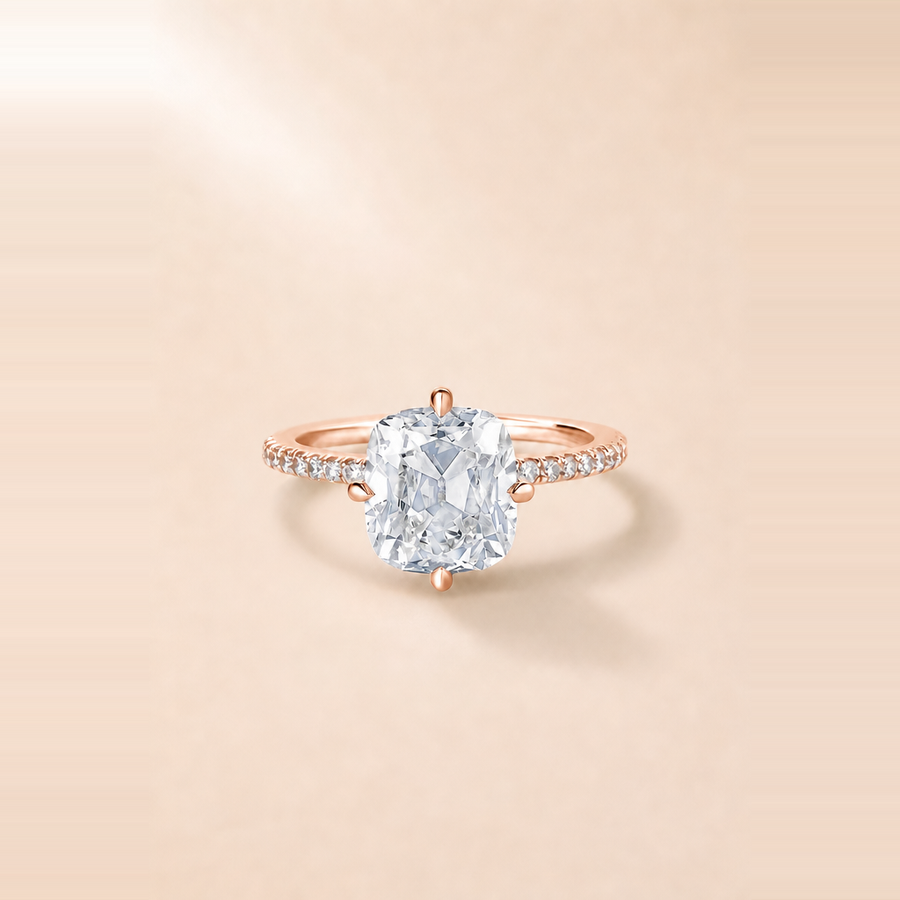 Old Mine Solitaire Diamond with Pavé Accents & Hidden Halo &mdash; view 5