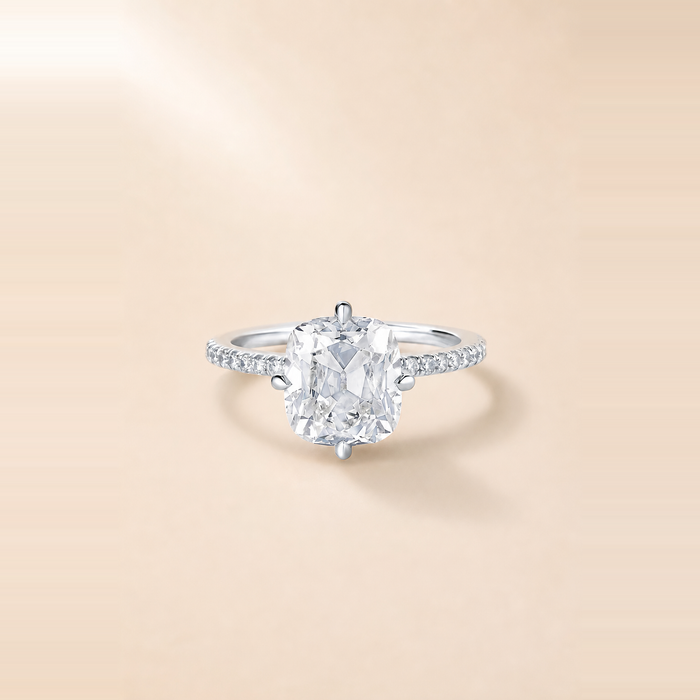 Old Mine Solitaire Diamond with Pavé Accents & Hidden Halo