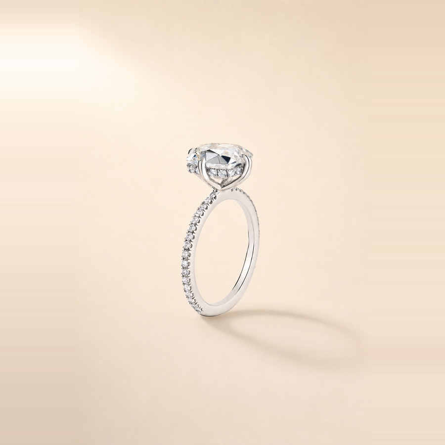 Old Mine Solitaire Diamond with Pavé Accents & Hidden Halo &mdash; view 3