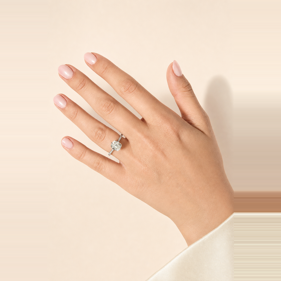 Old Mine Solitaire Diamond with Pavé Accents & Hidden Halo &mdash; view 4