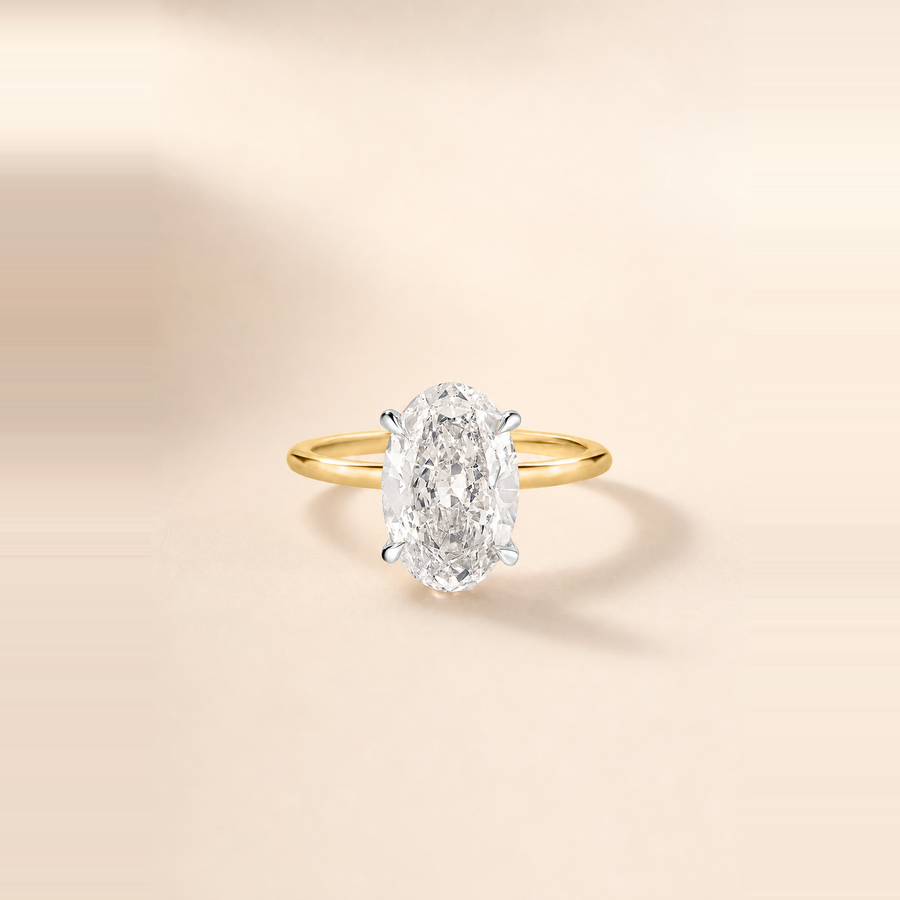 Oval Solitaire Diamond with Extra Thin Band &mdash; view 3