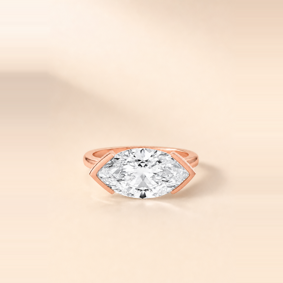 Marquise East-West Half-Bezel Set Diamond Solitaire &mdash; view 4